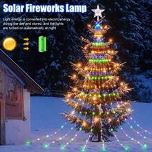 1pc Solar Powered Outdoor Christmas Lights, 200/280 LED Star String Lights With 9 Strands Waterfall Tree Lights, 8 Flashing Lighting Modes, For Garden Yard Christmas Tree Outdoor Decor String Lights, Multi-Color, Warm White IP54 Christmas Decoration XMAS Decor Christmas Tree Gift Decor Thanksgiving Wedding Home Decor Home Decor Fall Decor Autumn Decor Birthday Decorations For Gifts Party Supplies Indoor Outdoor Garden Holiday Festival Decor Halloween Decor Wall Decor Halloween Ornaments Christmas Decoration XMAS Decor Christmas Tree Gift Decor Thanksgiving Wedding Home Decor Home Decor Fall Decor Autumn Decor Birthday Decorations For Gifts Party Supplies Indoor Outdoor Garden Holiday Festival Decor Halloween Decor Wall Decor Halloween Ornaments - Star - View 8