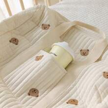 1pc Portable Mommy Bag, Cute Embroidered Maternity Backpack, Shoulder & Crossbody Bag For Women - Beige Bears - View 4