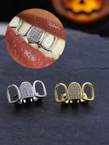 Gold Teeth Jewelry Gold Grillz Teeth Hip Hop Dental Jewelry Tooth Cap For Rappers, Halloween Costume & Streetwear Accessories