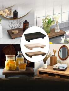 1 khay đựng đồ phòng tắm nhỏ, chân đế bằng gỗ, đồ trang trí phong cách cổ điển, khay trang trí bằng gỗ - nhỏ, tiết kiệm không gian cho phòng tắm, nhà bếp và đồ mỹ phẩm, khay đen, khay trắng, khay gỗ nâu - Nhiều màu - Xem 3