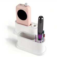 8格白色塑料美甲工具收纳盒 - 专业防尘桌面收纳盒，适用于指甲锉、刷子和抛光块，便携式化妆工具整理盒 - 彩色 - 查看 4