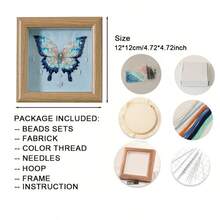 Light Blue Background Butterfly Pattern Embroidery Craft Kit For Picture Frame Painting