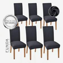 Juego de 6 piezas engrosadas y elásticas juego de asientos de restaurante doméstico antideslizante y resistente al desgaste juego de protección de sillas de restaurante - Gris Oscuro - Ver 4