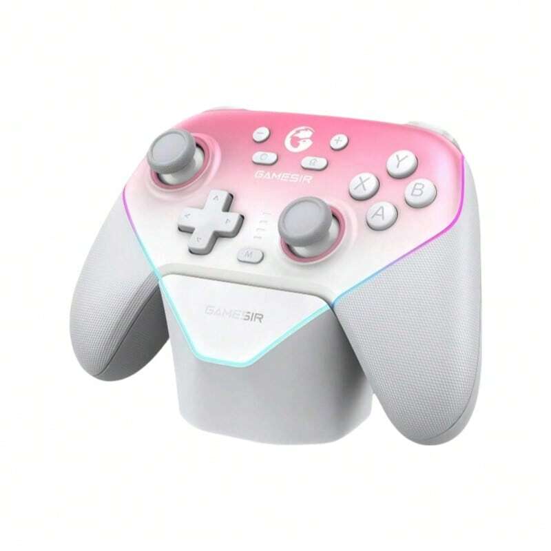 GAMESIR T4n Pro Supernova Magnetic Controller Dual-Mode Wireless Velvet Grip Adaptive Vibration Switch/PC/Steam/TV Universal Sakura Pink (With Built-In Charging Base) - Sakura Pink (with Charging Base) - View 1