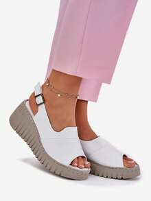 女士时尚百搭休闲厚底厚底凉鞋，夏季 - 白色 - 查看 8