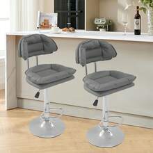 Bar Stools Set Of 2, Ergonomic Padded Bar Stools With Backrest, Adjustable Double-Layer Bar Chair, For Dining Room Home Bar Kitchen Island, 2 X Stools - Dark Grey - View 9