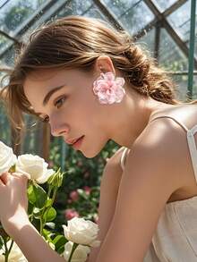 BOCAR 优雅度假风格黑色织物花朵耳环 - 耳環 - 查看 16