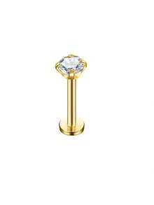 Set de 6 piezas de aretes de botón de acero inoxidable con rosca interna, aretes de perforación de cartílago con circonita de diferentes tamaños - Dorado - Ver 4