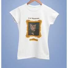 Playera Para Dama Diseño Cat Museum Gato - Blanco - Ver 2