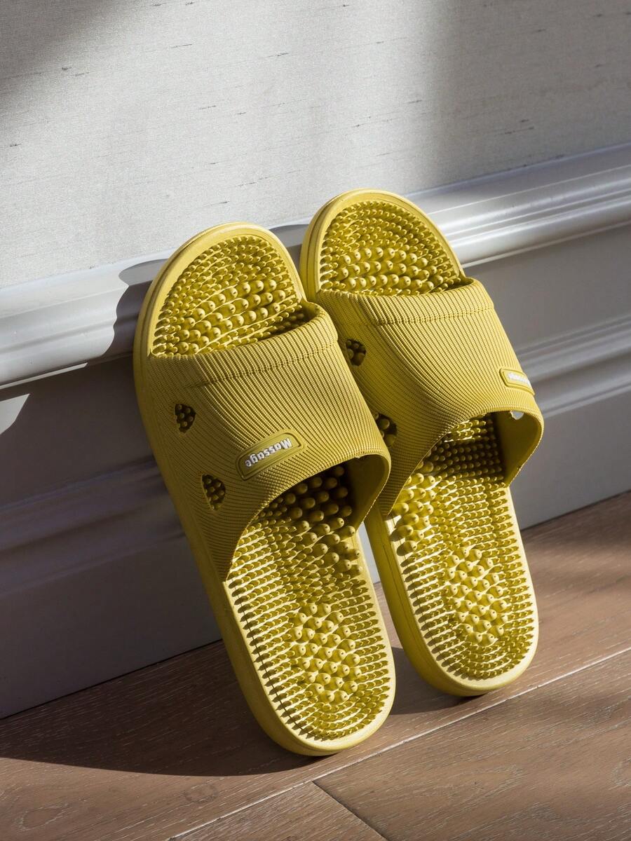 Men's Massage Slide Sandals, Summer Shower Anti-Slip Shoes, Women's House Slippers With High And Low Pressure Raised Soles, Comfortable PVC Material - Green - View 1