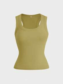 GAOVOT 女士夏季Y2K性感百搭休闲运动家居方领上衣 - 芥末黃 - 查看 8