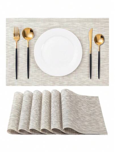 2/4/6 Stücke 30 x 45 cm rechteckige PVC Tischsets, Kaffee Untersetzer, waschbare rutschfeste hitzebeständige Tischmatten, geeignet für Hochzeit, Feier, Zuhause, Picknick, Geburtstagsfeier, minimalistisch & modisch