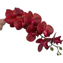 QY Artificial Phalaenopsis Flowers Branches 9 Large Blooms Artificial Orchid Flowers Stem Plants 42 Inches 2 Pcs For Home Wedding Decor Red  8434 - 紅色 - 查看 3