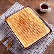 Juego de 3 moldes rectangulares para pasteles antiadherentes y profundos, para horno, bandeja dorada para hornear galletas, para horno tostador, utensilios de repostería para brownies, pan y cazuelas - Dorado - Ver 2