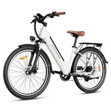 WIND HORSE WINDHORSE 26" Electric Bike For Adults With 350W Motor, 36V 13AH Removable Battery And Up To 50 Miles 20MPH, 7-Speed Commuter Ebike With Front Suspension (Pearl White)