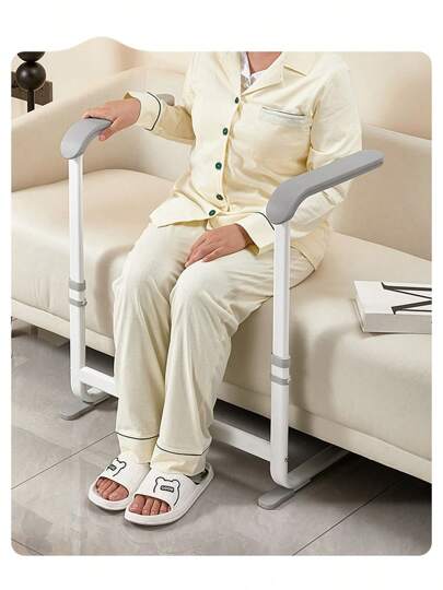 Toilet Sofa Standing Aid - 6 Height-Adjustable Standing Aid With Cushion Handle For Seniors, Mobile Grab Bar Auxiliary Support Frame For Couch Armchair Bathroom, Non-Slip Transfer Aid Mobile Assistance, Grey