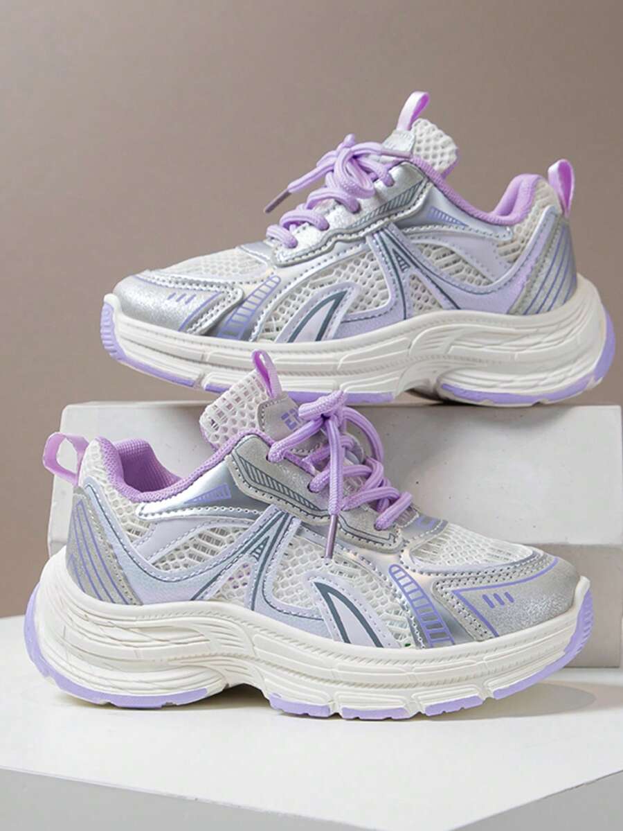 儿童运动鞋,女童时尚厚底运动鞋,男童舒适防滑运动鞋,时尚优质大童鞋 - 紫色 - 查看 1