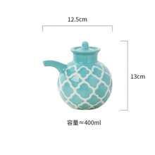 Dispenser per olio d'oliva da 700ml, in ceramica con rilievi sottovernice, contenitore per olio e aceto, accessorio da cucina per conservazione e dispensazione di condimenti e olio