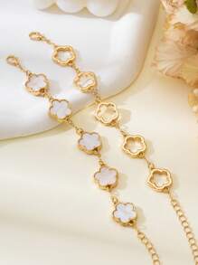 Set de 2 brățări clasice cu trifoi gol la modă, potrivite pentru petrecere și dans