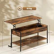 HOMCOM Lift Top Coffee Table With Storage, Soft Close, Industrial ...