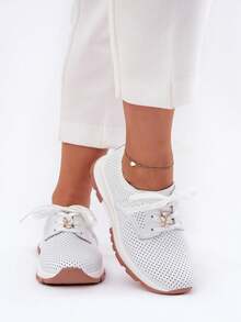 Women's Breathable Casual Solid Color Walking Sneakers - White - View 2