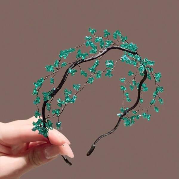 1pc Delicate Handmade Beaded Crystal Headband, Vintage Aesthetic High-End Feminine Luxurious Hairband For Women, Hair Band, Diadema, Hair Hoop