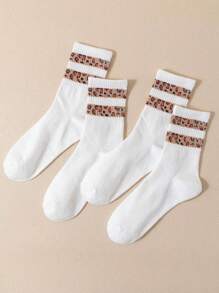 2 Pairs Of Fashionable Leopard-Patterned Mid-Calf Socks, Soft And Breathable Women's Socks, Suitable For All Seasons. Christmas Gift - Multicolor - View 10