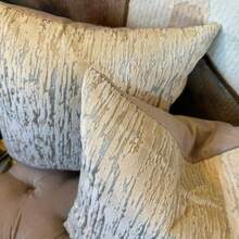 Cream  And Gold Velvet Abstract Cushion - Default - View 3