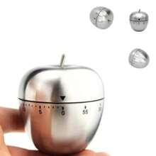 Temporizador  Forma Manzana Acero Inoxidable Contador de Tiempo de Cocina de Cuenta Regresiva, Escala Clara de la Alarma Ruidosa del Contador de Tiempo de la Cocina de la Forma de para Aprender - Plateado - Ver 5