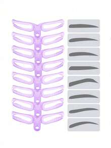 8片装可重复使用眉形模板，眉形塑造套装，眉妆模板，眉形修饰器，带手柄的眉毛修型模板，易于使用的眉形定型套装 - 8种不同眉形，耐用PVC材质带手柄的修型卡，可完美勾勒眉形，眉毛修剪器，眉毛绘制工具，化妆工具，美容工具 - 彩色 - 查看 6
