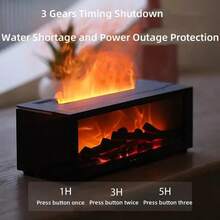 USB Powered Fireplace Humidifier With Aroma Diffuser - Colorful Lights, Adjustable Timer, Auto Shut Off When Water Runs Out, Remote Control - Multicolor - View 4