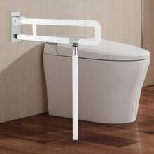HaroldDol Safety Hand Rail Drop Down Fold Up Disabled Grab For Bath Bathroom Toilet Bar, Safety Handrails Seat Support Rail, For Disabled Elderly Pregnant Woman Shower Assist Aid - 白色 - 查看 3
