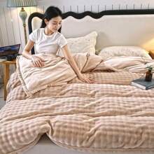 Funda nórdica de terciopelo de leche de unicolor simple, nueva de 2025, de una sola pieza