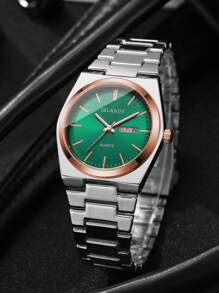 1 件经典时尚简约刻度日历表盘石英腕表，时尚男士礼物（不含表盒）