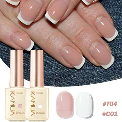 KAMUA 12ml 法式美甲凝胶指甲油套装 - 2瓶裸色、粉色和白色凝胶指甲油，适用于美甲沙龙，持久耐用，需配合UV灯使用，适合春夏美甲，简约精致风格，女士美甲礼物