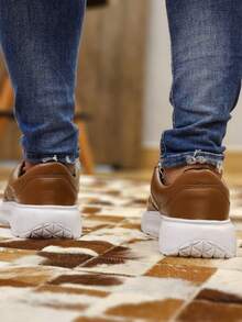 Men's Casual Modern Minimalist Sneakers Soft Versatile Sapatenis - Rỉ Nâu - Xem 5