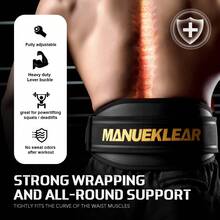MANUEKLEAR Men'S And Women'S Weightlifting Belt, Portable Fitness Belt, Weightlifting Belt, Waist Support Belt, Waist Protection Belt, Suitable For Squats, Deadlifts, Cross Training, Strength Training Special Protection Belt - 黑色 - 查看 5