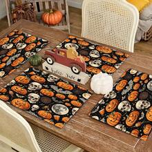 1pc/4pcs Halloween Linen Table Runner Placemats, Easy Clean Breakfast Mats For Kitchen, Home, Restaurant Decor With Pumpkin, Witch, Ghost Patterns Suitable For Kitchen, Dining Room, Living Room, Bathroom - Multicolor - View 21