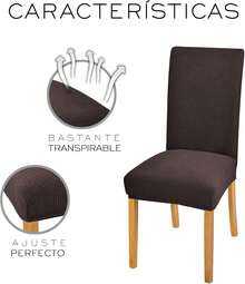 6 Piezas Fundas para sillas Comedor Fundas de Silla Elásticas Antideslizantes Protector de Silla Cubre Lavables para Banquetes Hogar Restaurante Hotel Cafe - Café integral - Ver 4
