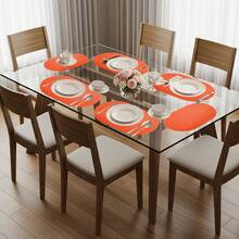 Set de 6 Manteles Individuales Antideslizantes y Reutilizables – Impermeables, Decorativos y Fáciles de Limpiar para Embellecer tu Mesa con Estilo - Naranja / Net - Ver 2