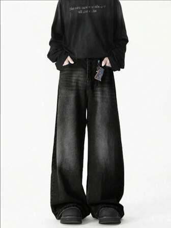 Teens/Young Boys' Loose Fit Cargo Pocket Wide Leg Casual Jeans