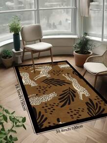 1 Piece Of Brown Living Room Decoration With Leopard Pattern, Imitation Cashmere Carpet, Soft Carpet For Bedroom, Home Decoration, Soft And Fluffy Rug For Bed Room, Delicate To The Touch, Non-Slip Washable And Foldable Area Rug. It Can Be Used In Living Room, Bedroom, Doormat, Home Decoration, Suitable For Different Seasons Of Spring, Summer, Autumn And Winter.