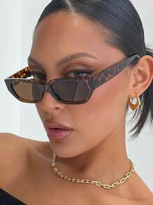 Retro Small Frame Fashionable Fashion Glasses For Party, Punk Personalized European And American Style 2025 New Arrival Rectangular Shape Shades - Multicolor - View 2