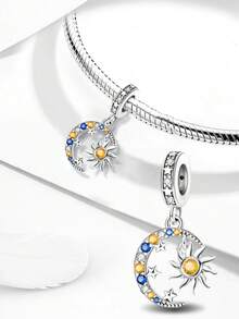1pc Fashion Floral Beaded Pendant, Suitable For Women's Bracelet DIY Jewelry Making And Daily Wear Accessories - Silver - View 4