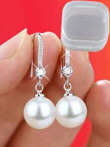 2 件仿珍珠吊坠耳环，精致的日常珠宝，送给朋友的优雅节日礼物