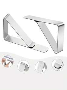 6 szt./12 szt. Trwałe klipsy do obrusów ze stali nierdzewnej, niezbędne na festiwale, imprezy, Święto Dziękczynienia - Srebro - Zobacz 4