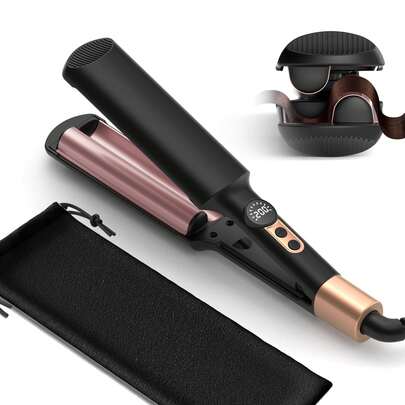 UKLISS Mini Beach Waves Crimper – Dual Barrel Ceramic Hair Waver, 0.4" With 5 Temps, Anti-Scald & Dual Voltage – Travel-Friendly Curling Tool For Effortless Styling