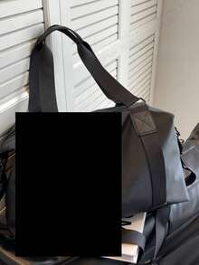 Large Capacity Solid Color Travel Bag, Water Resistant Minimalist Unisex Travel Duffel Bag For School School Accessories School Stuff Travel Essentials Holiday Vacation Duffle Bag Luggage Suitcase Travel Bag For Women - Black - View 5