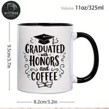 1 Piece 11 Oz Honor And Coffee Academic Milestone Coffee Cup - Microwave And Dishwasher , 3 Colors - Graduation Gift For Coffee Breaks And Success Celebrations, Sturdy Commemorative Drinkware For Proud Parents, Achievement Recognition, Celebration Design, Decorative Font Style, Durable Structure - Black - View 7