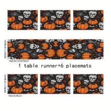 1pc/4pcs Halloween Linen Table Runner Placemats, Easy Clean Breakfast Mats For Kitchen, Home, Restaurant Decor With Pumpkin, Witch, Ghost Patterns Suitable For Kitchen, Dining Room, Living Room, Bathroom - Multicolor - View 22